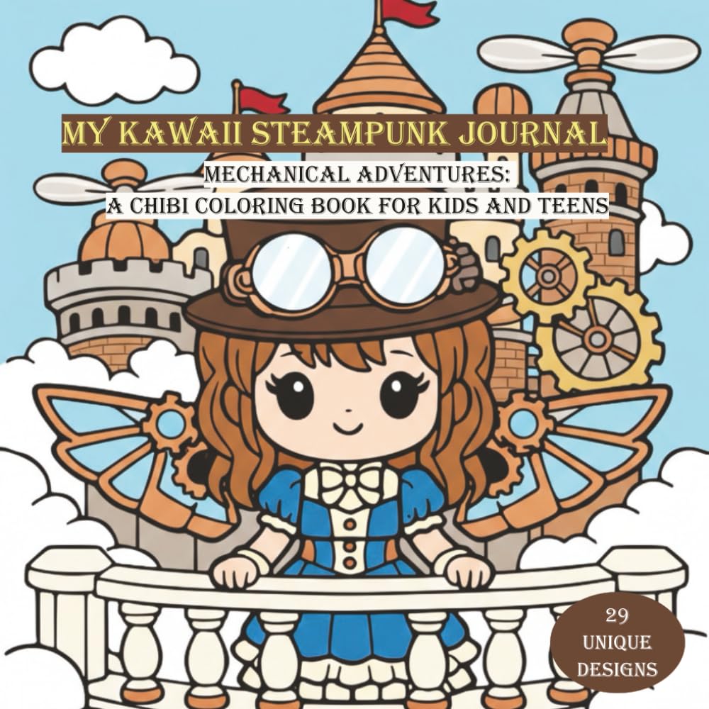 My Kawaii Steampunk Journal: Mechanical Adventures: A Chibi Coloring Book for Kids and Teens