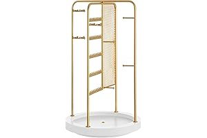 SONGMICS Earring Stand - 4 Independent Sections, Rotating Jewelry Display