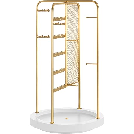 SONGMICS Earring Stand - 4 Independent Sections, Rotating Jewelry Display