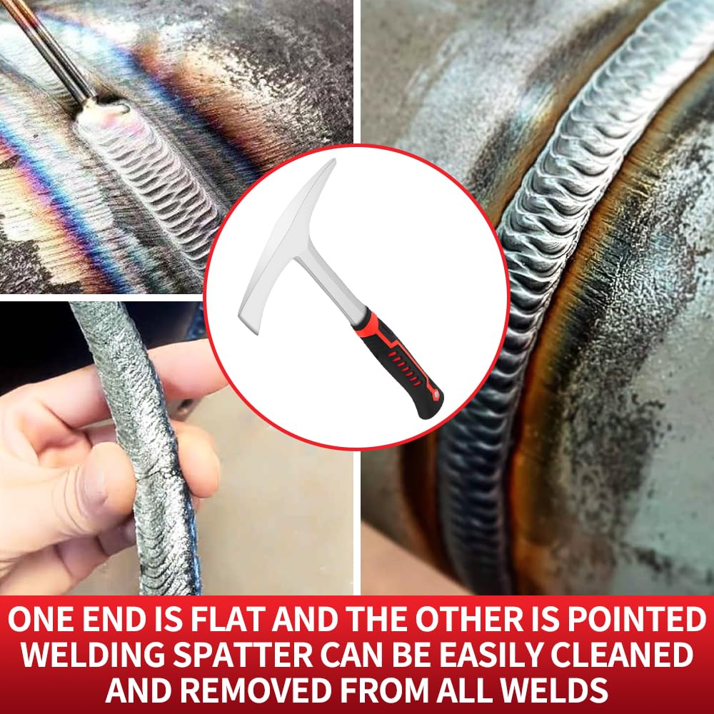 Welding Hammer-765,4 g Stripper, struttura in acciaio forgiato, manico ammortizzante | Martello per saldatura, punta roccia, martello per mattoni