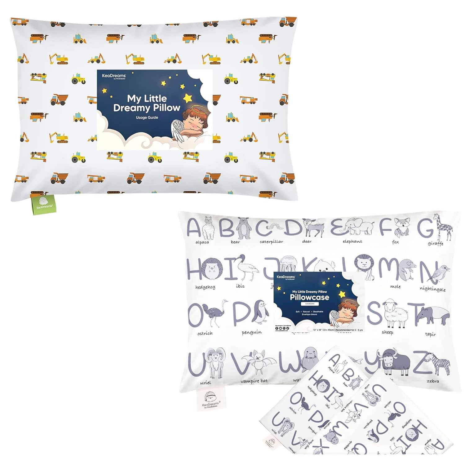 KeaBabies Toddler Pillow with Pillowcase Toddler Pillowcase for 13X18 Pillow - 3x18 My Little Dreamy Pillow - Organic Toddler Pillow Case for Boy, Kids