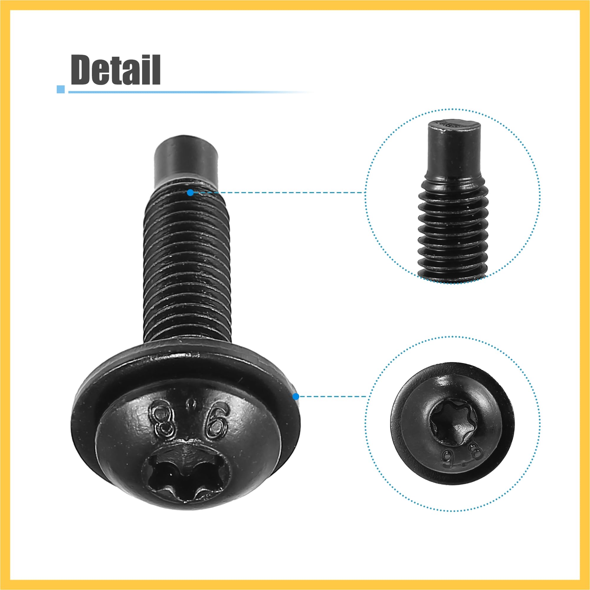 Lot de 6 vis Torx rigides pour Jeep Wrangler 2007-2018 - Boulons de rechange extra longs en acier inoxydable noir