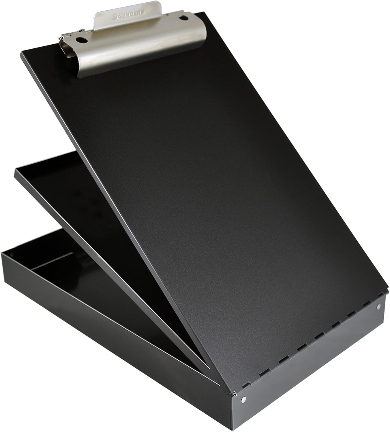 Saunders Black Dual Layer Metal Clipboard Folio with Storage, Letter Size Privacy Nursing Clipboard & Office Paper Organizer, HIPAA Compliant Form Holder with Self-Locking Latch, Made in USA