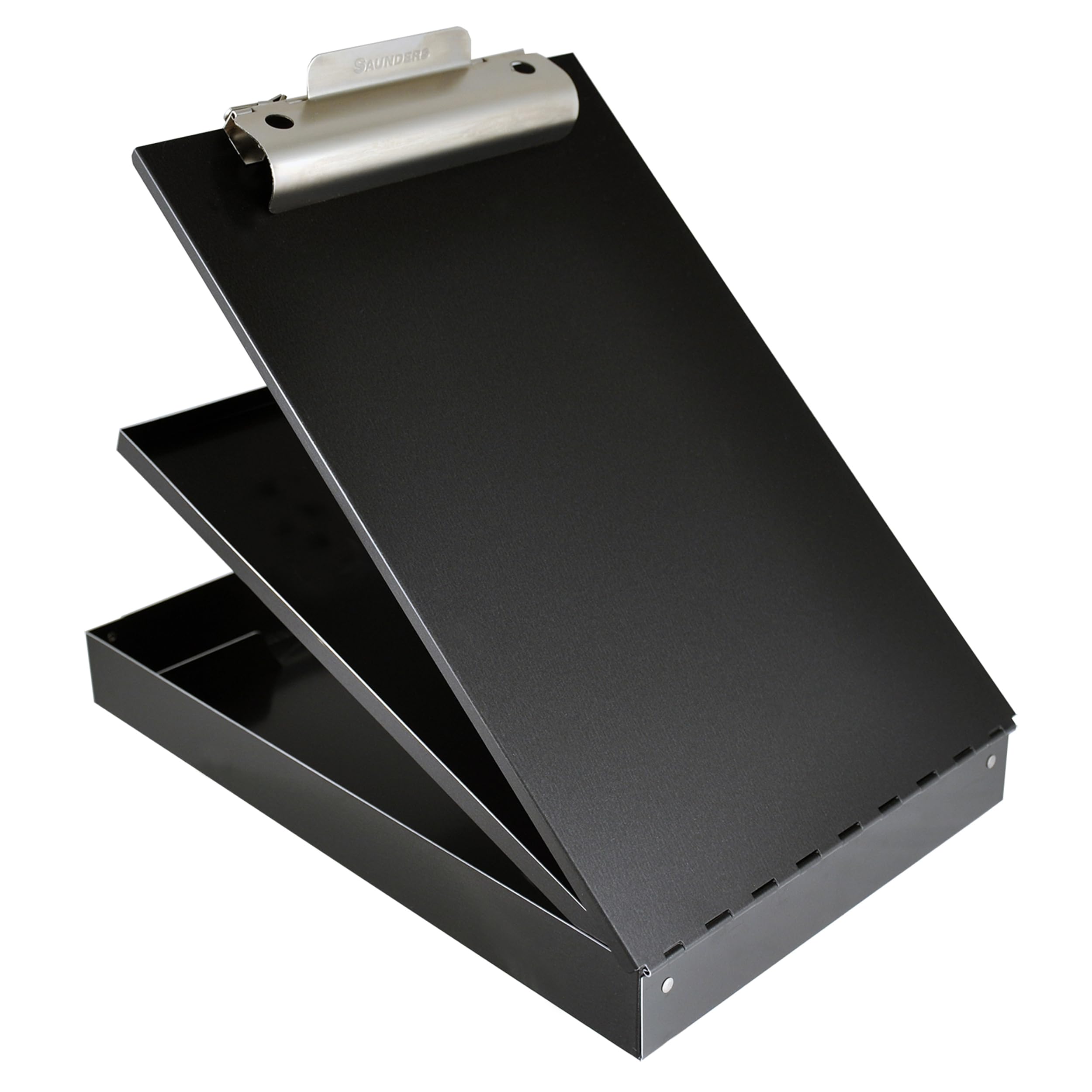 Saunders Black Dual Layer Metal Clipboard Folio with Storage, Letter Size Privacy Nursing Clipboard & Office Paper Organizer, HIPAA Compliant Form Holder with Self-Locking Latch, Made in USA