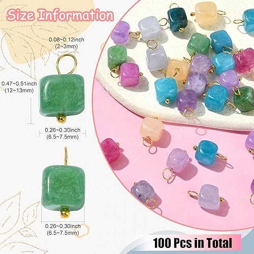 Miniatura 2 de Ipotkitt 30 dijes de piedra natural mezclados con forma de calabaza y chakras, accesorios de fabricación para aretes, pulseras, collar