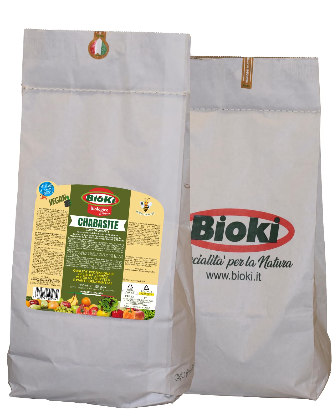 Bioki Zeolite Cabasite Naturale per Agricoltura Bio, 8 kg