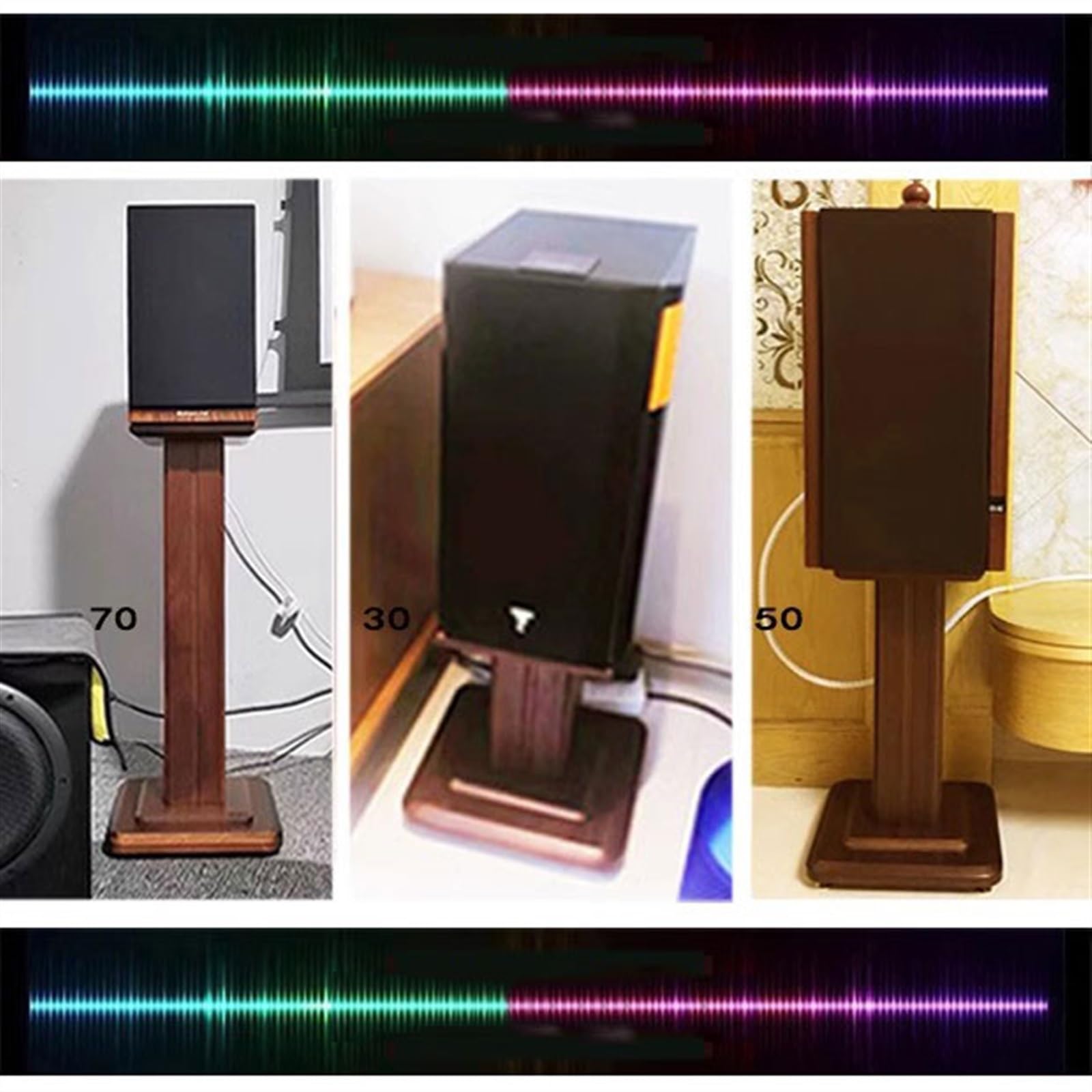 Supporto per altoparlanti in legno massello professionale per altoparlanti StandFloor Surround Sound StandBookcase Speaker Stand Studio Monitor Stand (28 x 28 x 20 cm)