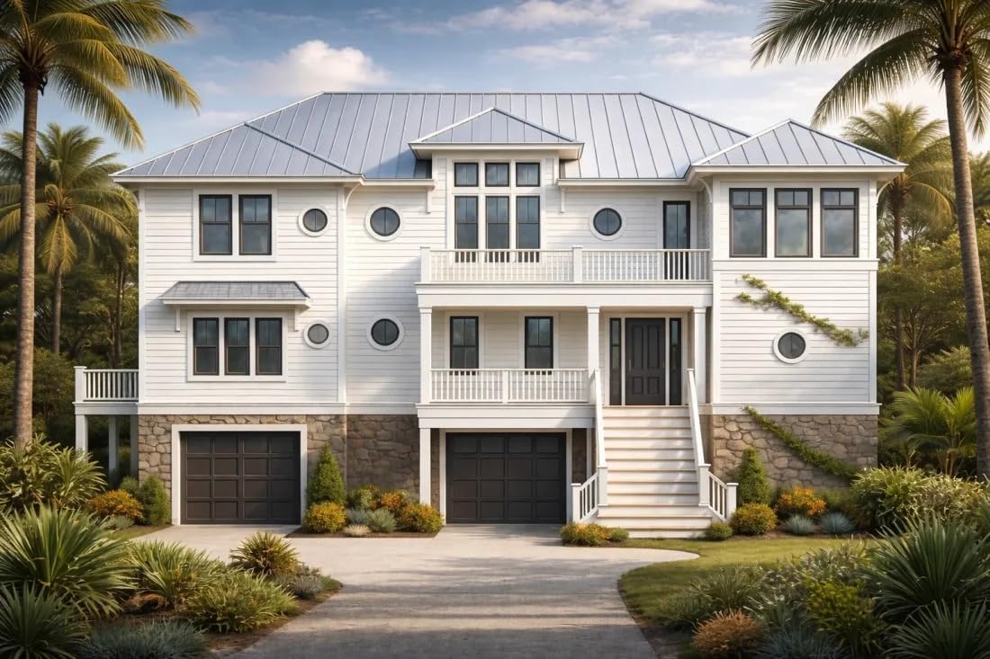 18-1216 HOUSE PLAN - Elegant Coastal House Plan with CAD Blueprint & Designs