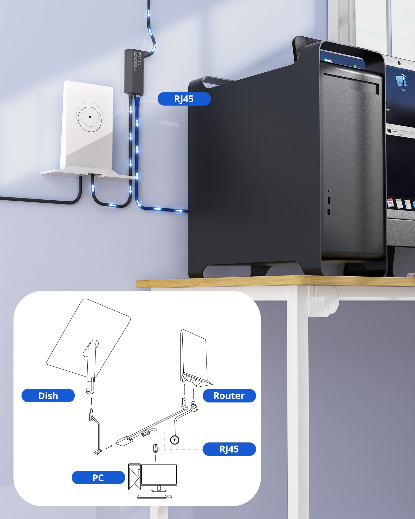 Adattatore Ethernet per azionamento standard Gen 2, adattatore Ethernet Gen 2 per rete esterna cablata Connessione rapida e stabile, supporta velocità fino a 1 Gbps. Grigio
