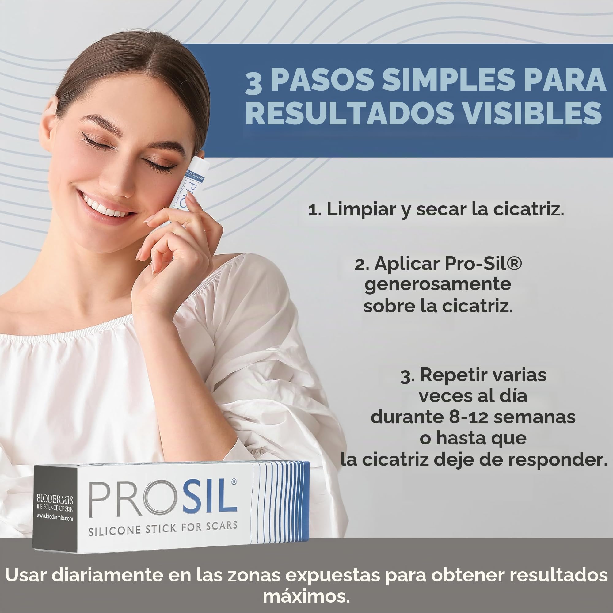 BIODERMIS - Stick de Silicona para Cuidado de Cicatrices | Ayuda con Cicatrices y Queloides | Ideal para Uso Diario | Fácil Aplicación, 17 g, Paquete de 1