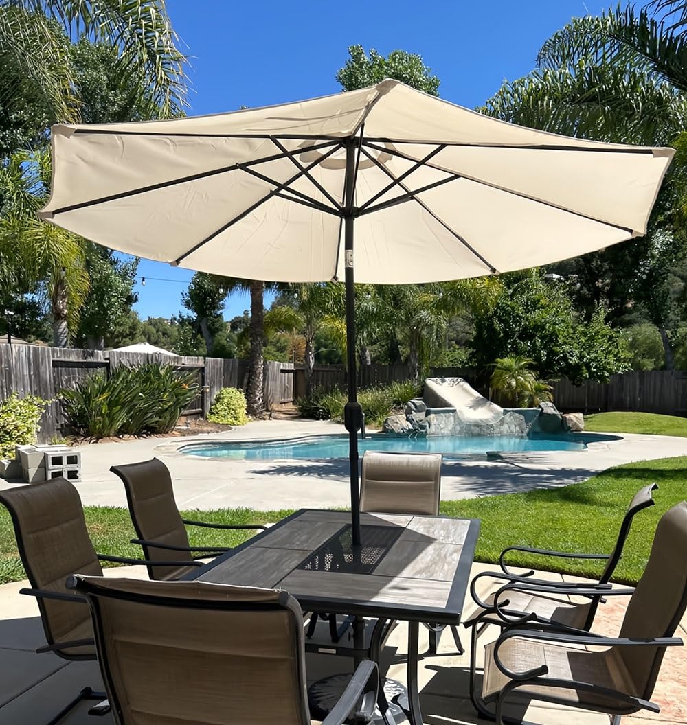 Copertura di sostituzione per ombrellone da giardino, da 2.0 m a 3.50 m, 6/8 Stecche, ombrellone da spiaggia, patio, balcone, all'aperto, campeggio, protezione solare, baldacchino ricambio