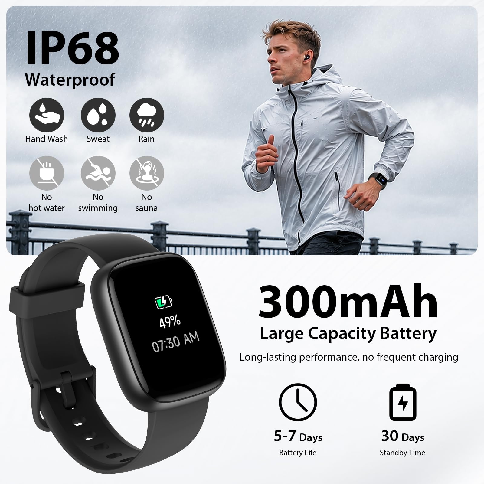 Smartwatch Damen Herren, 1.83" Fitness Tracker mit Alexa/Telefonfunktion, 120+Sportmodi Fitnessuhr mit Herzfrequenz/Schlafmonitor/Schrittzähler, IP68 Wasserdicht Smart Watch Sportuhr für Android iOS
