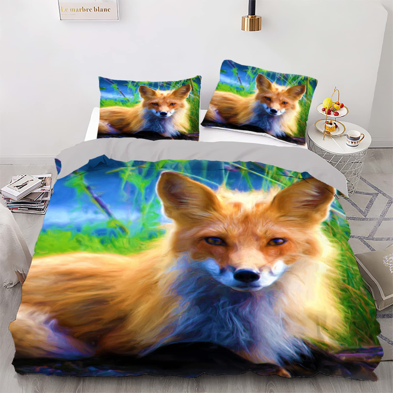 Housse de couette 200x200 petit renard parure lit Vertbaudet microfibre