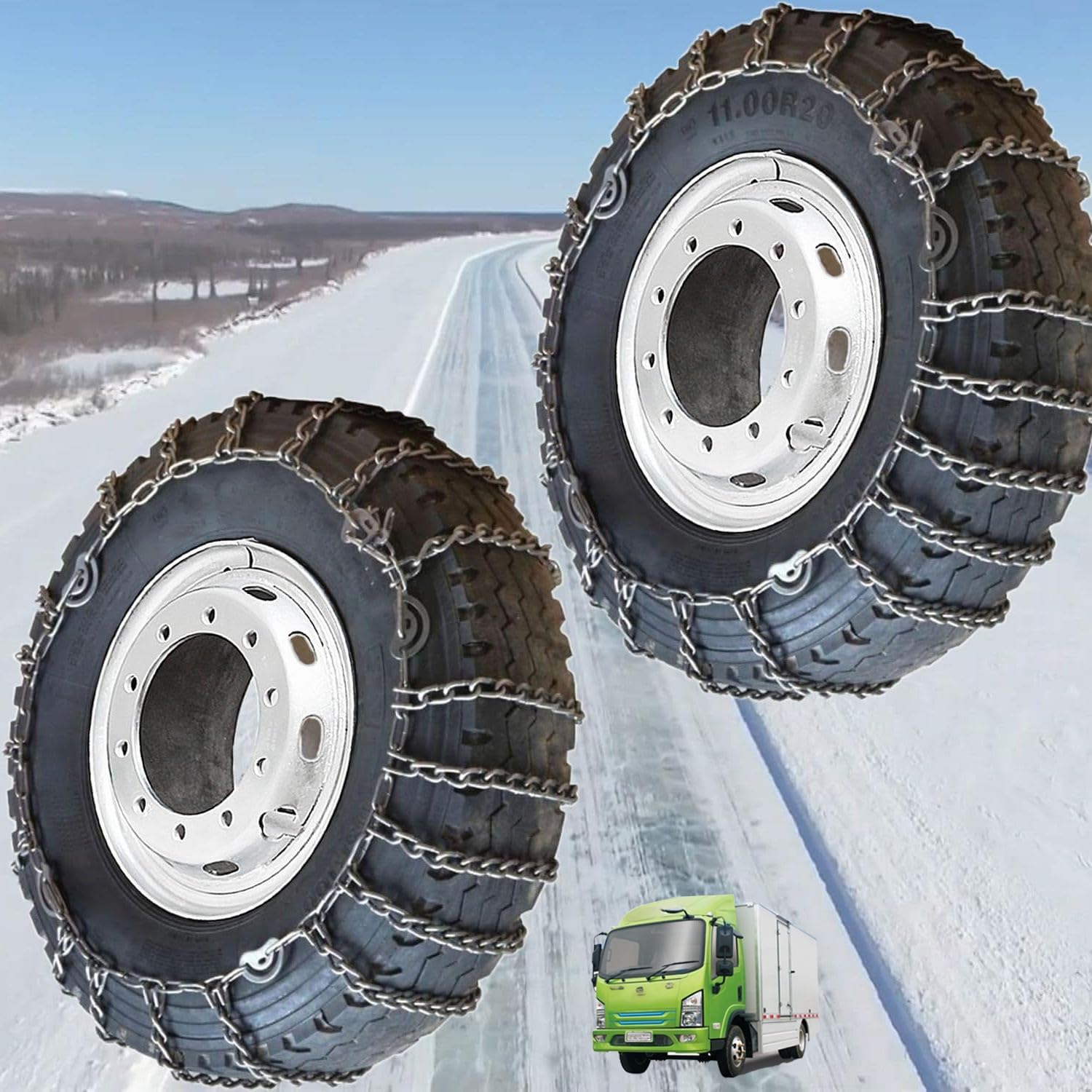 Tire Traction-2pcs Snow Chains for Semi Trucks Snow Chains for Tires Universal Metal Tire Chains for SUV Trucks Pickup Trucks Semi Trucks Van Trucks ATV Light Truck Heavy goods vehicles 10.00-20