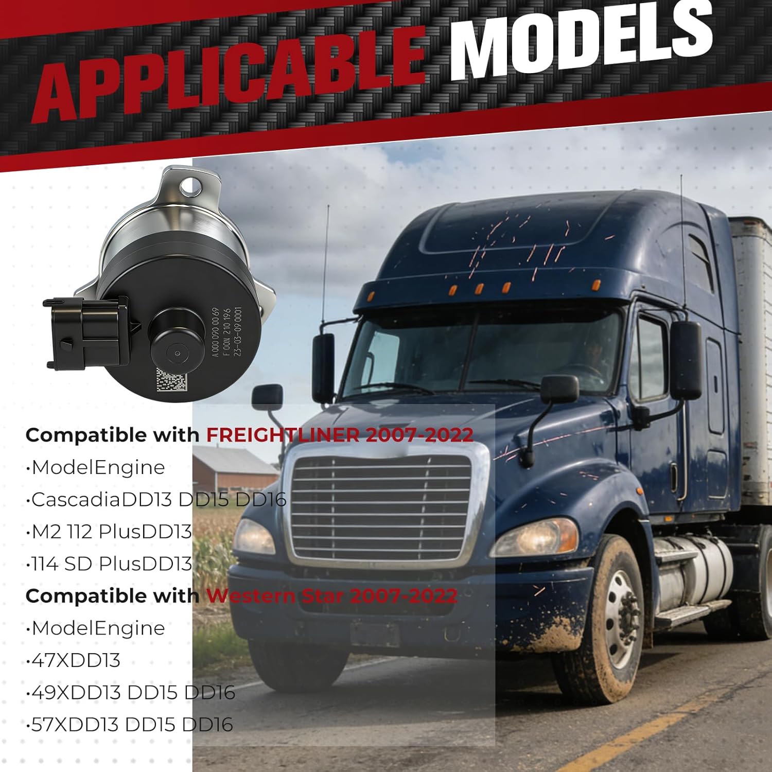 Fuel Meter Quantity Control Valve Pump Metering Unit Compatible with Freightliner Cascadia Coronado Western Star DDE Detroit DDE16 DD13 DD15 Diesel Engine 2007-2022 Replace for A0000900069