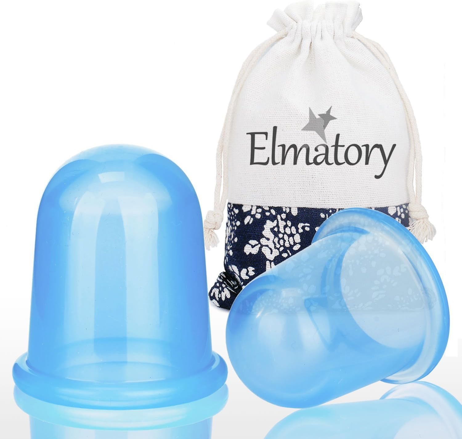 Elmatory Upgraded Medical Grade Silicone Anti Cellulite Vacuum Cup 2pcs Cupping Therapy Set Body Massage Cups - 2 Sizes Cups (1 Large + 1 Medium) (Body Cups, 2 Pack)