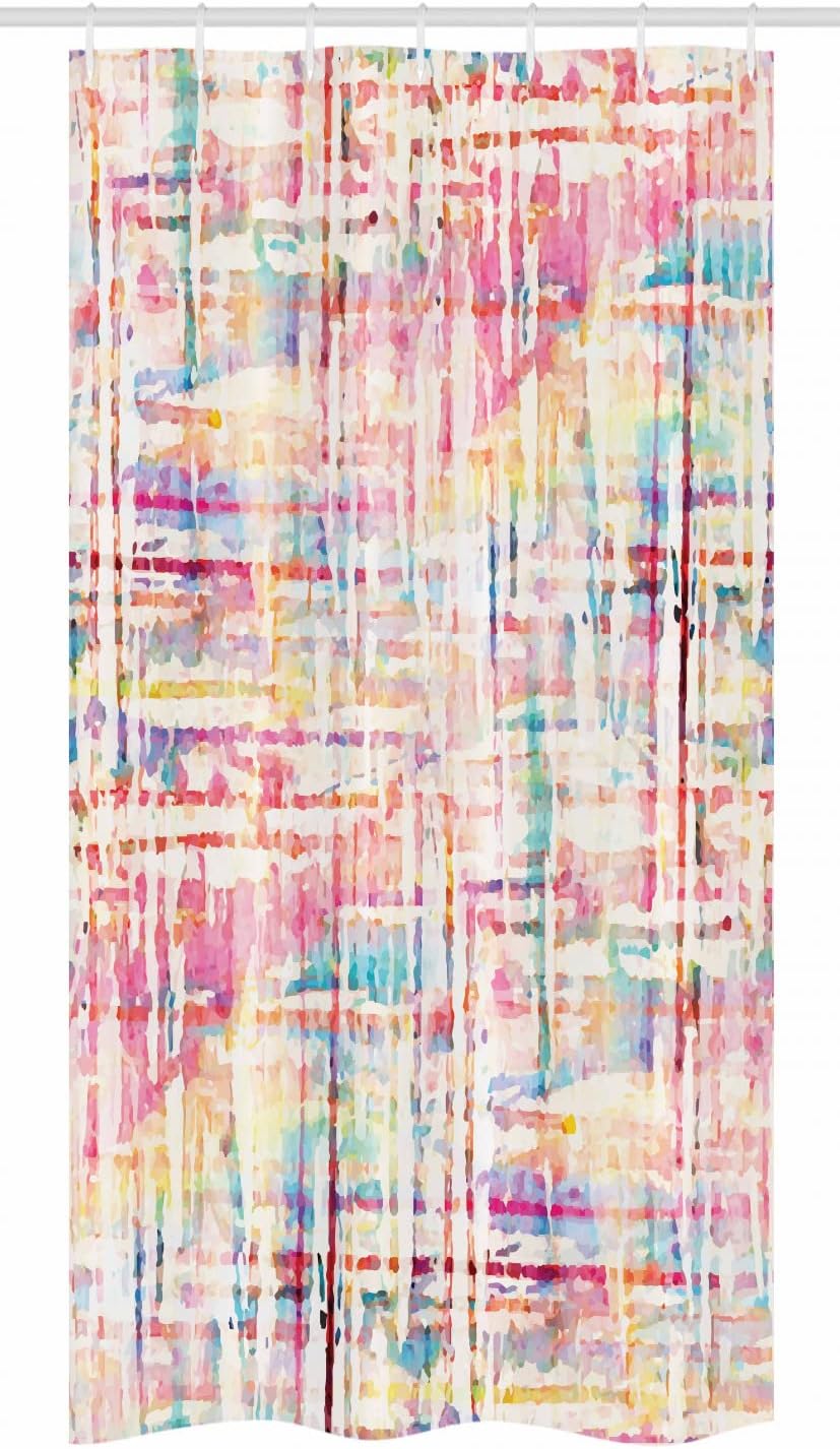 Ambesonne Grunge Stall Shower Curtain, Abstract Paint Manifold Complicated Mixed and Lines Print Illustration, Fabric Bathroom Decor Set with Hooks, 36" W x 72" L, Pink Cream