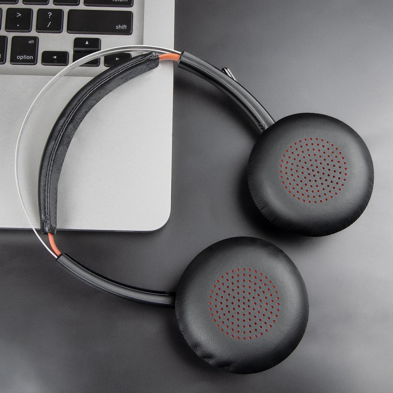SOULWIT Ear Pads Cover for Plantronics Voyager Focus UC B825/1&2 UC, Voyager 4210/4220, Poly BlackWire 5200/C5200/5210/C5210/C5220/7225, Backbeat Sense - Black