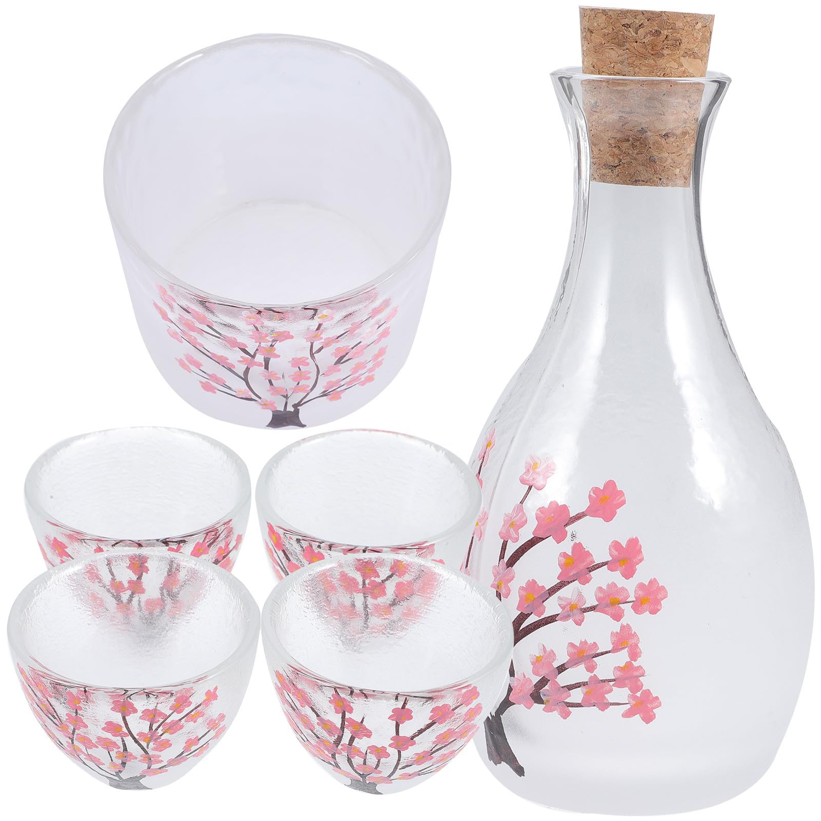 Ensemble de saké pot verre tasses bois service eau alcool fete des meres