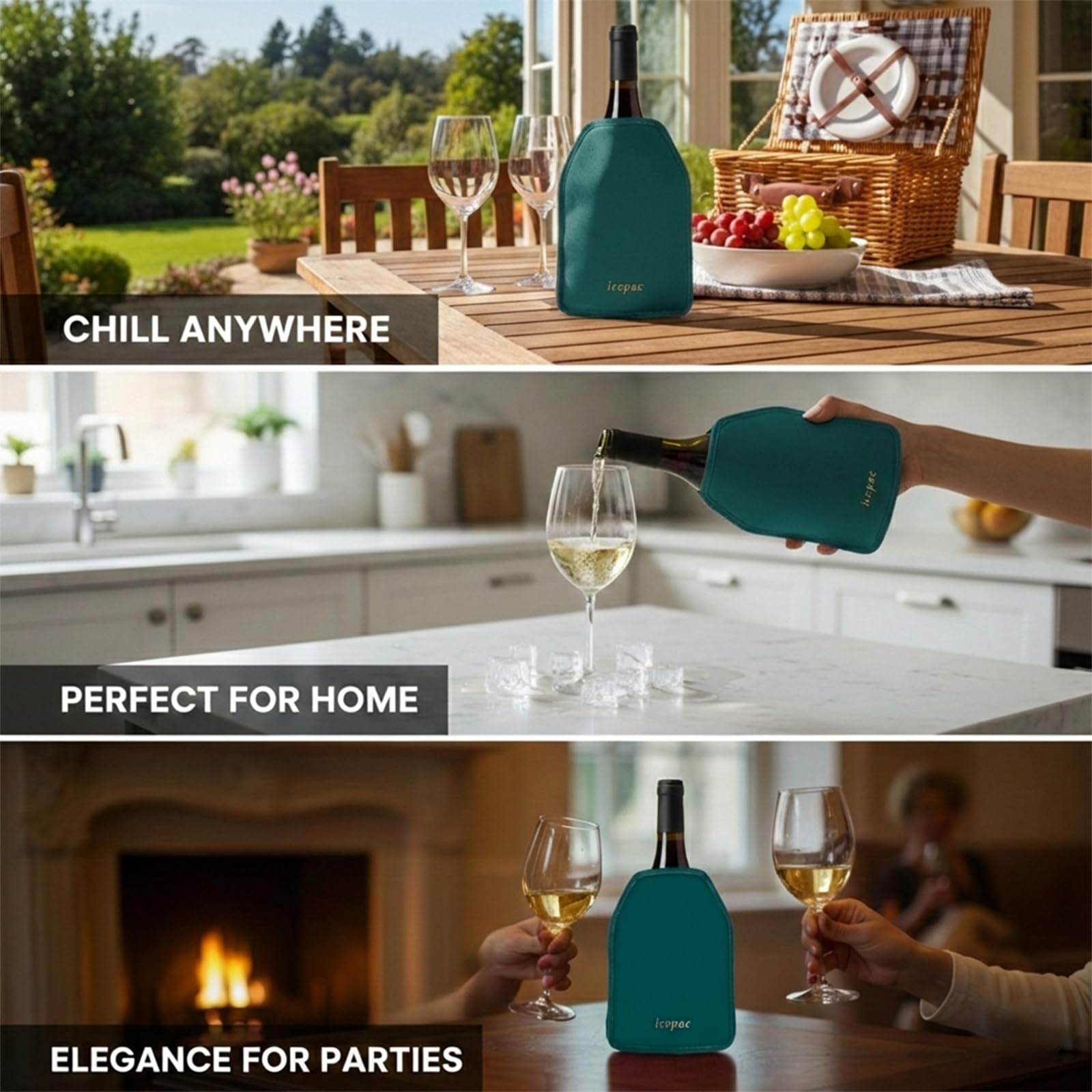 Wine Cooler Sleeve, Wine Bottle Gel Cooler Sleeve Freezer Chiller, Long Lasting Keep Wine Cool and Chill Sleeve for Prosecco Champagne Beer Wine Bottles(1PCS Blackish green) — Amazon image 8