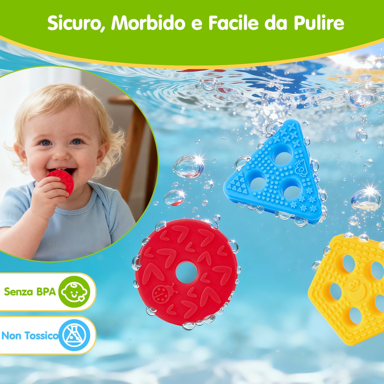 hahaland Gioco Sensoriale in Silicone per Bambini 12+ Mesi, Gioco Impilabile Morbido, Blocchi Montessori per Sviluppo Sensoriale e Motricità, Regalo per Bambini 1-3 Anni