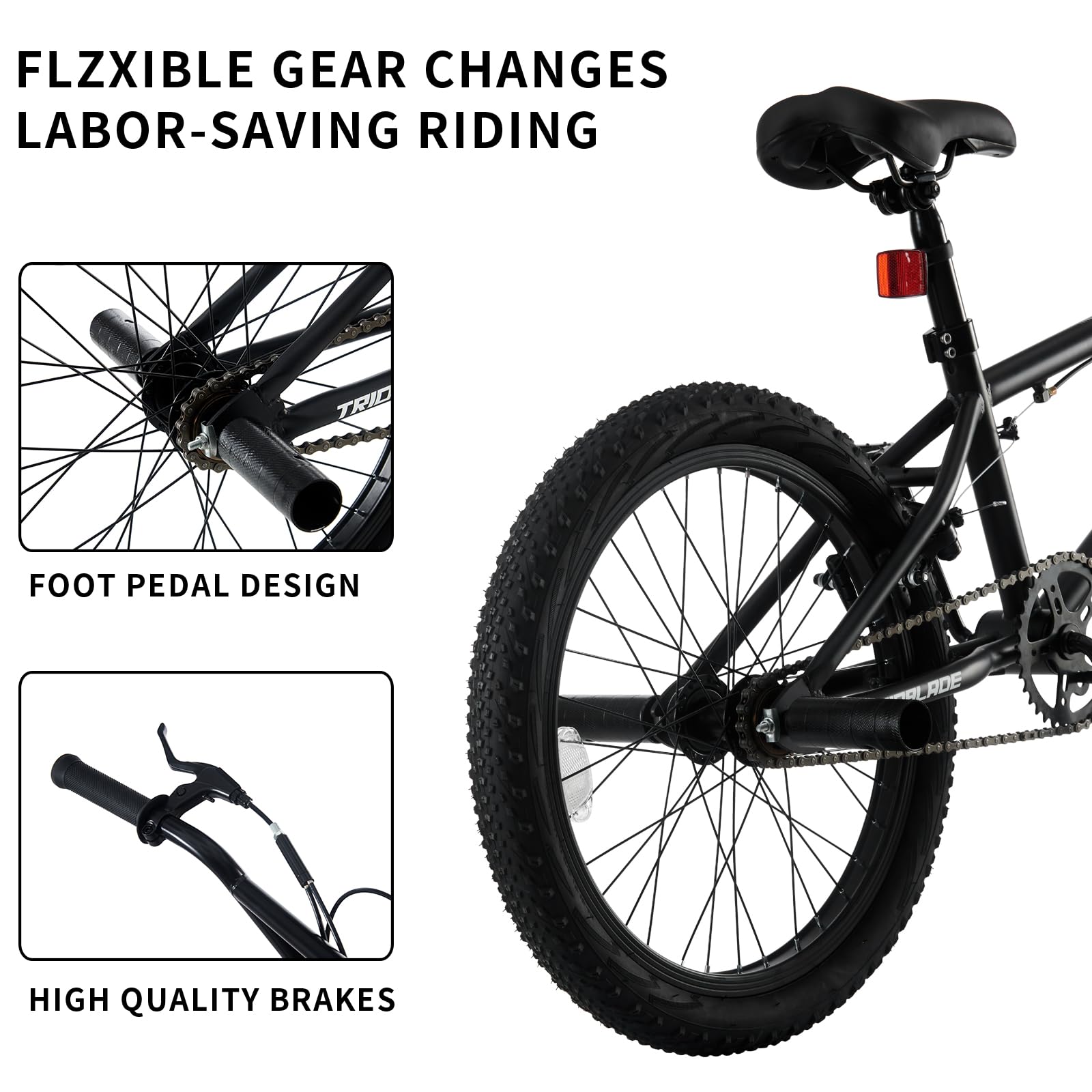 20 Zoll Freestyle Fahrrad, Fahrrad für Anfänger-Niveau, 360° Rotor-System, BMX Bike mit Vorder-und Hinterrad-U-Bremse, Aluminiumräder, 4 Pegs, BMX-Rad für Erwachsene und Jugendliche（Schwarz）