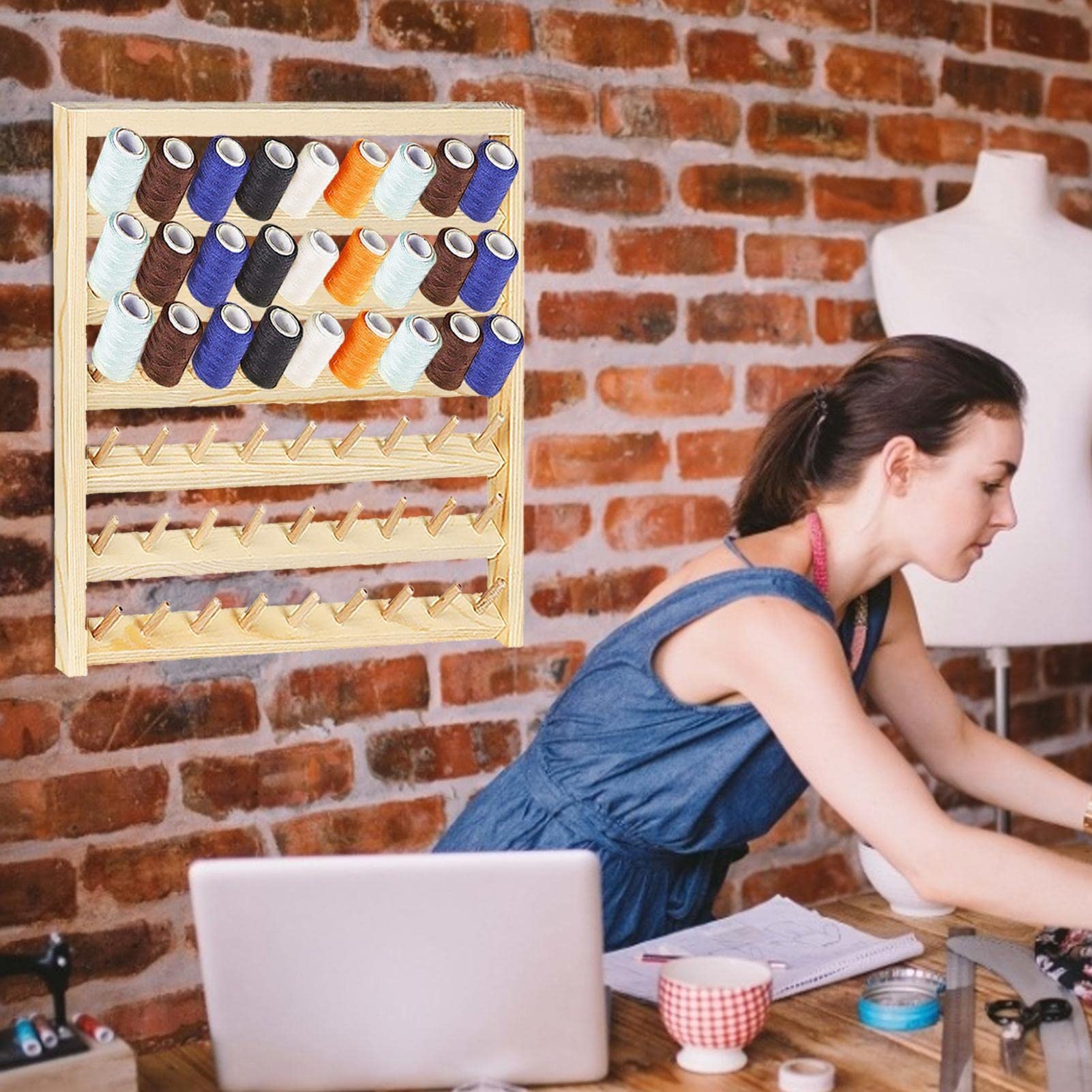 Support Mural En Bois Pour 48 Bobines De Fil - Rangement Couture Et Broderie - DIY Déco Atelier