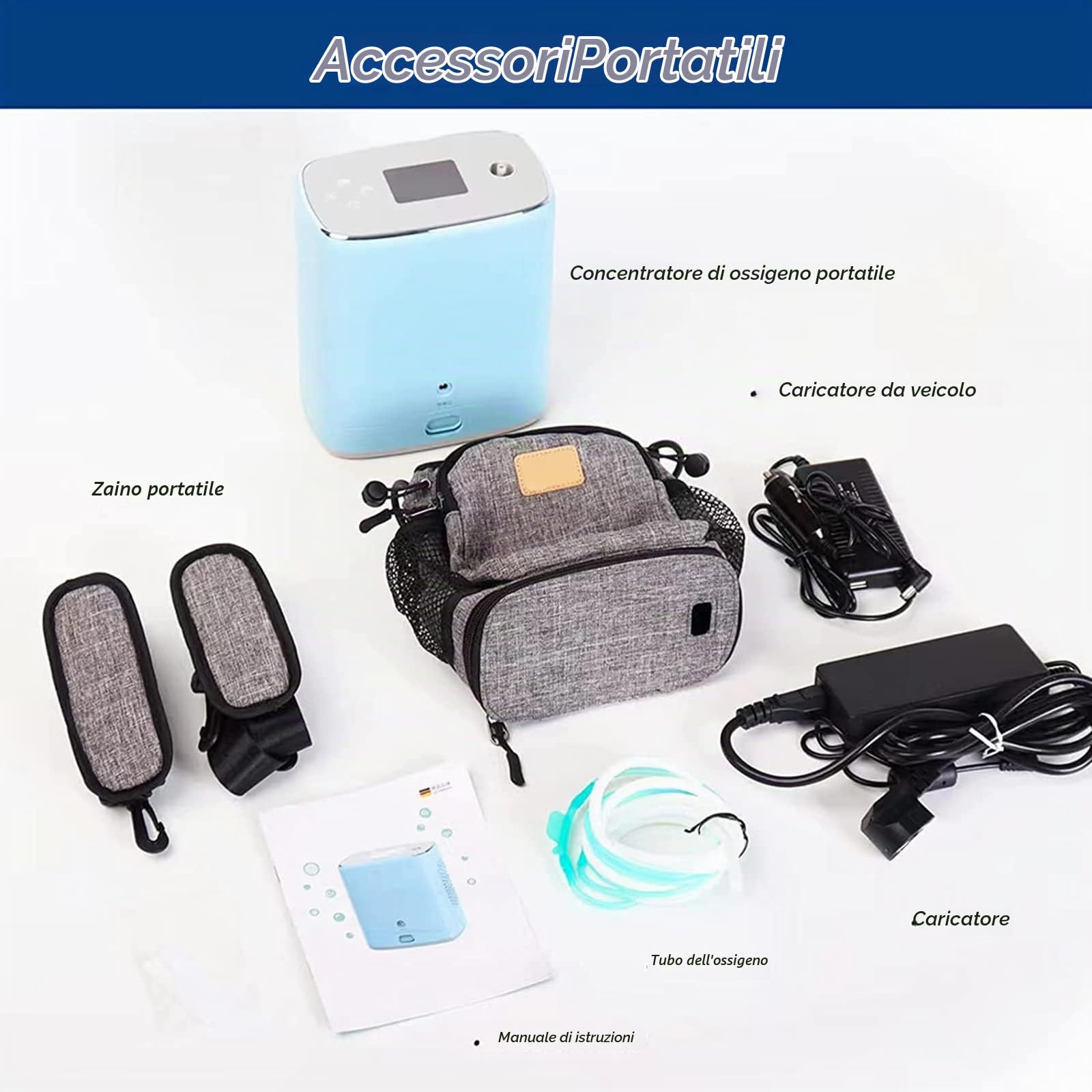 Generatore di Concentratore di Ossigeno Portatile, Ossigeno a Impulsi e Frequenza Costante, Inalatore di Ossigeno ad Alta Purezza al 96%, 1-3 L/min, Aree ad Alta Quota Superiori a 5000m.,B
