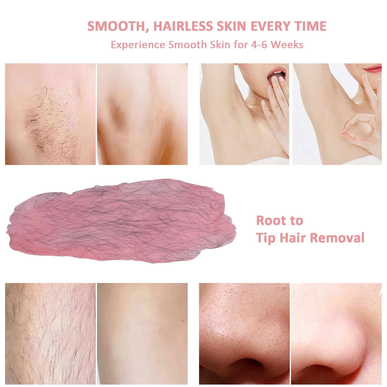 Kit de depilación digital para mujeres y hombres, máquina de depilación con 4 paquetes de cuentas de cera dura y olla de cera de silicona para piernas, cara, cejas, bikini, kit brasileño de depilación