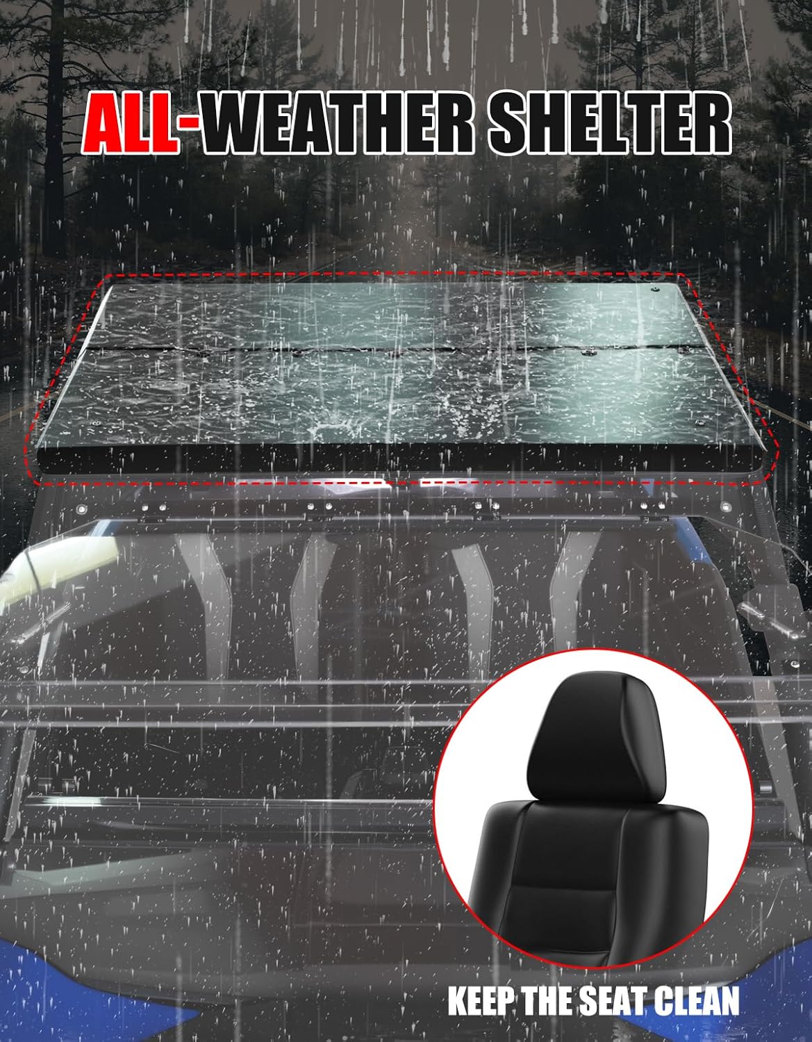 Aluminum Hard Top Roof for Kawasaki Teryx KRX 1000 2020-2025 Accessories, Dustproof UV-Resistant 2 Pieces Combination Roof Sun Visor