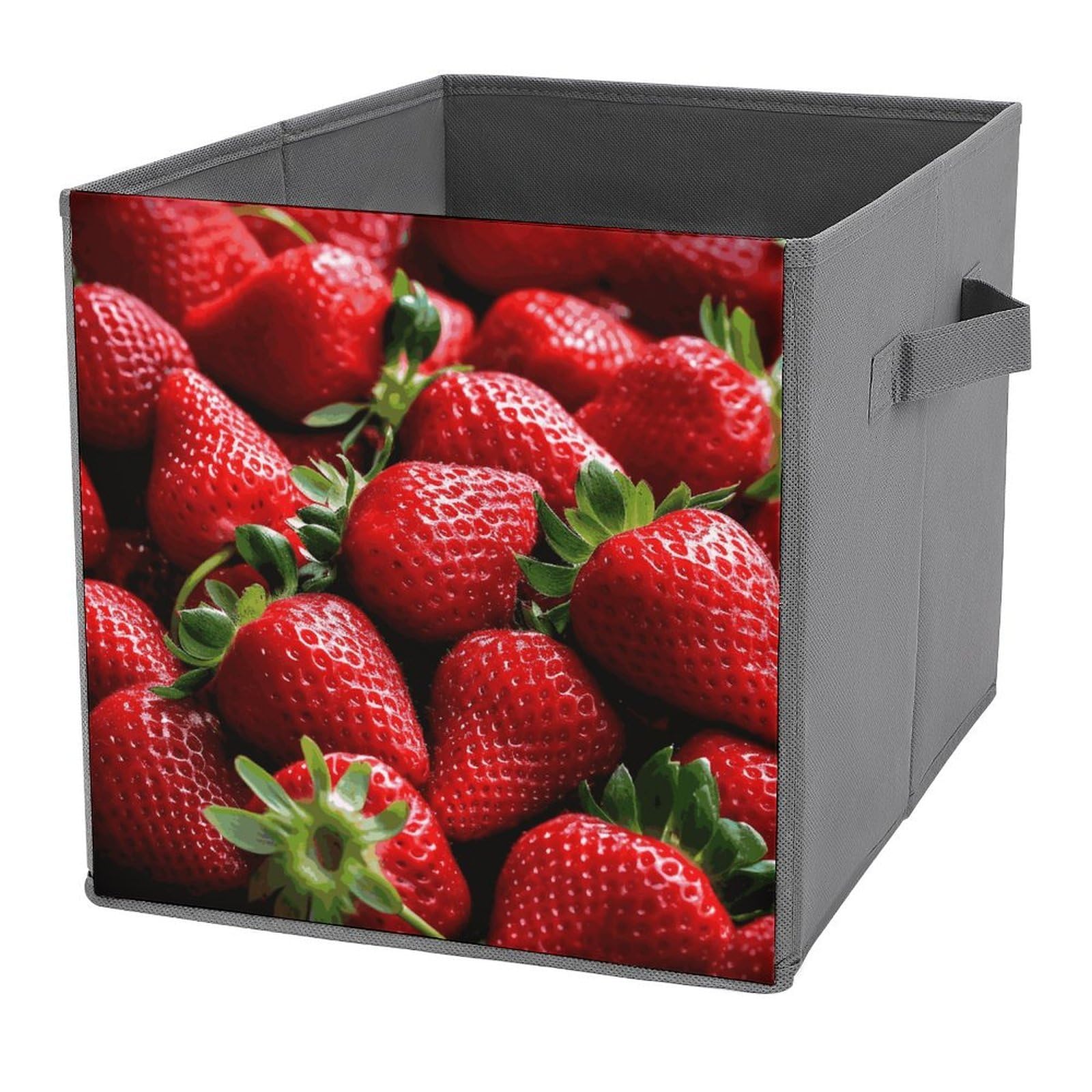 NONHAI Collapsible Storage Bins with Dual Handles Fabric Storage Basket Foldable Cubes Organizer Baskets Fresh Strawberries Storage Boxes for Organizing Clothing Cube Storage Organizer Bins