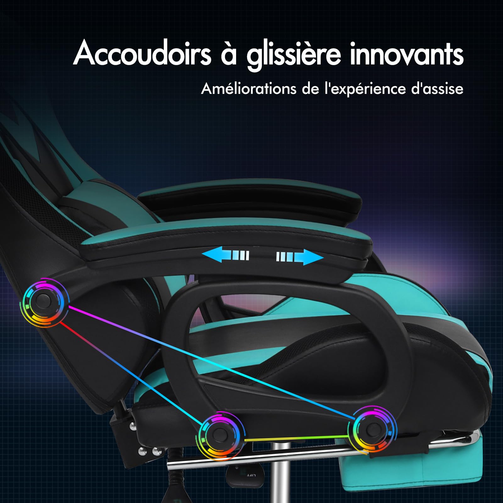 Chaise Gaming ALFORDSON Avec Lumières RGB Et Massage - Siège Gamer Ergonomique Avec Repose-Pieds, Appui-Tête Et Support Lombaire - Gris