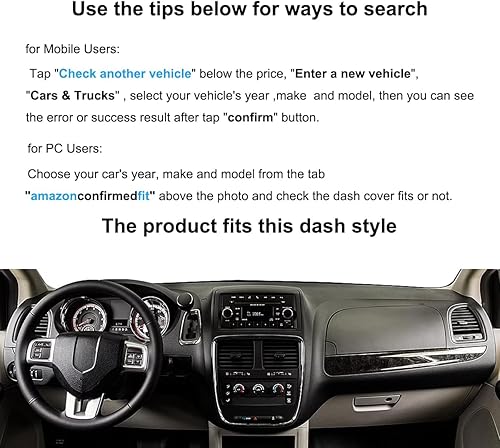 Miniatura 2 de Cubierta de tablero de ajuste personalizado para Dodge Grand CaravanRam CV TradesmanChrysler Town Country, protector de tapa sin sensor de faro