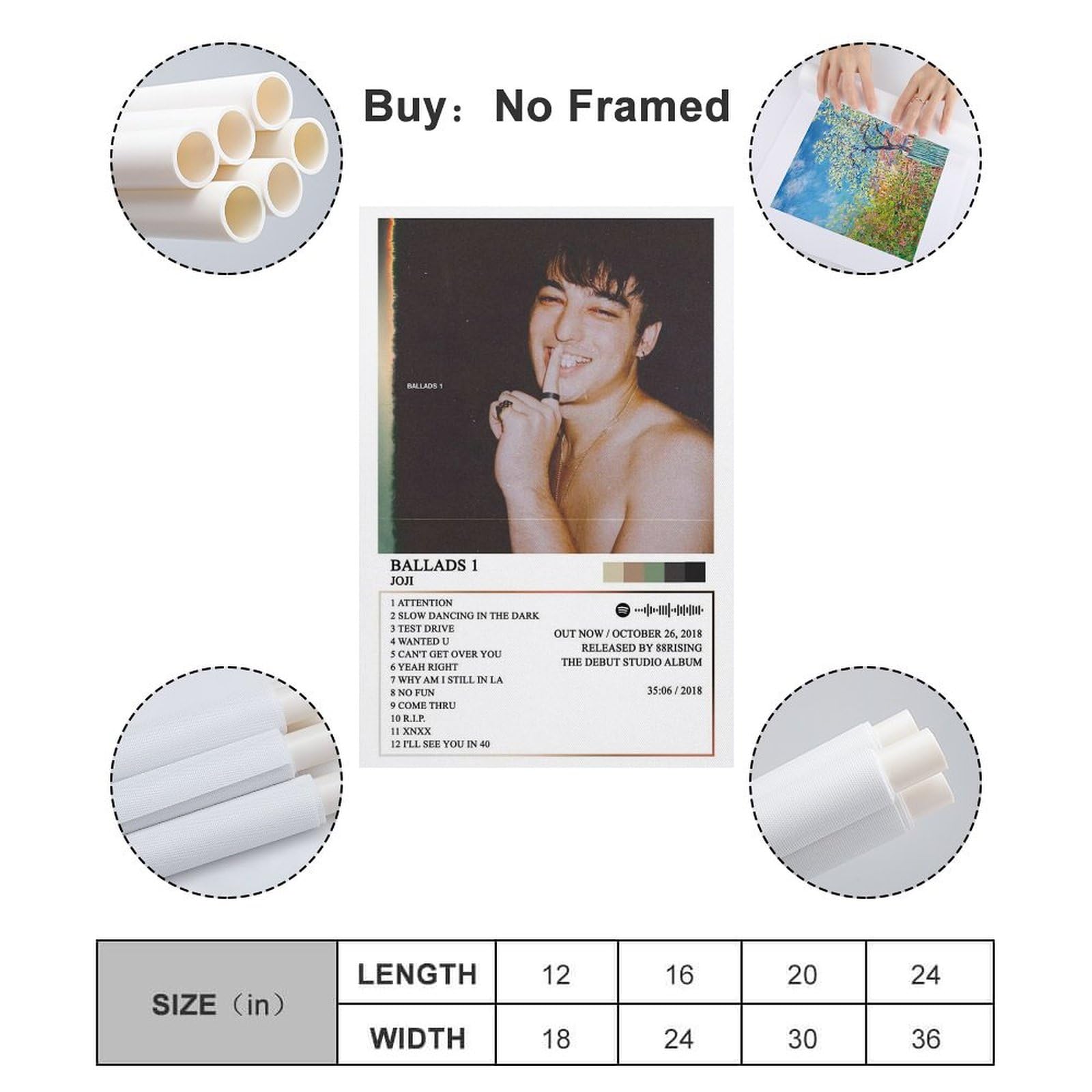Amazon.com: ZANLIART Joji Ballads 1 Album Cover Canvas Print Music