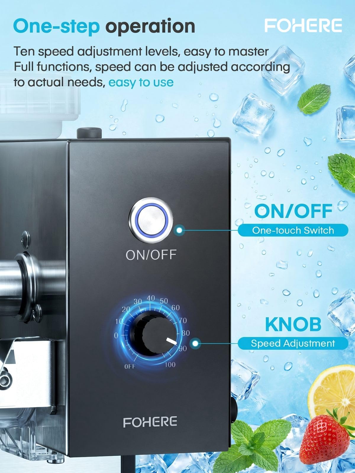 FOHERE Gewerbliche Schnee-Eismaschine 80kg/24h Edelstahl Bingsu Maschine mit Selbstreinigungsfunktion Kompressor Geschwindigkeitsregler