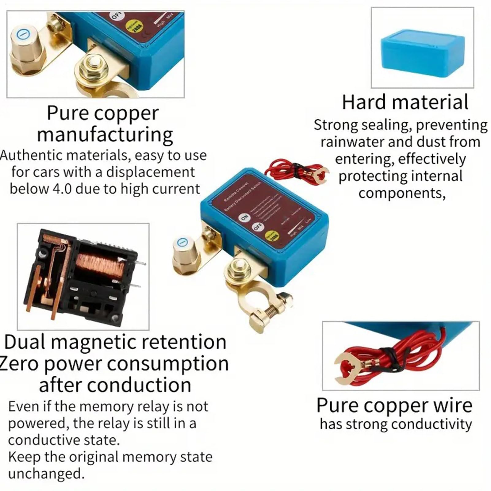 Kontroler wyłączania baterii, kontroler odłączania akumulatora, 12 V | regulator baterii, zdalnie sterowany regulator wyłączania, automatyczny wyłącznik akumulatora do samochodów osobowych, ciężar