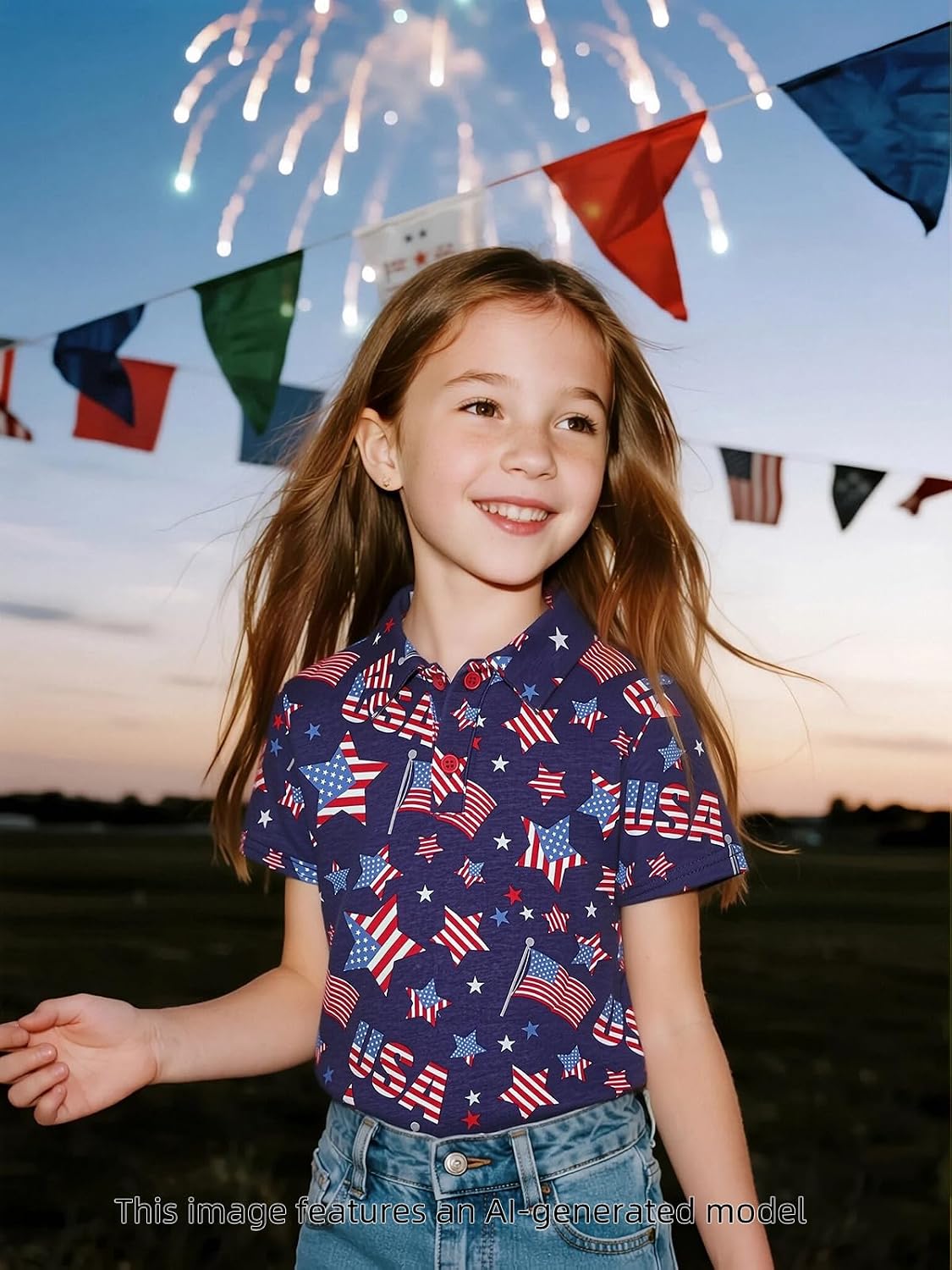 COSLAND Kids 4th of July Shirt American Flag Polo Shirt for Boys, Blue, 2-12 Years Old