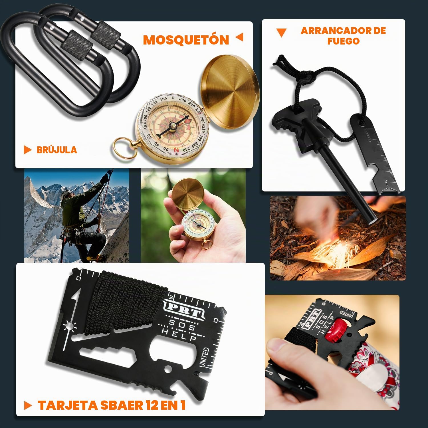 Kit de supervivencia profesional - Kit de primeros auxilios y mochila de camping grande, equipo de camping para aventura, al aire libre, senderismo, aventurero