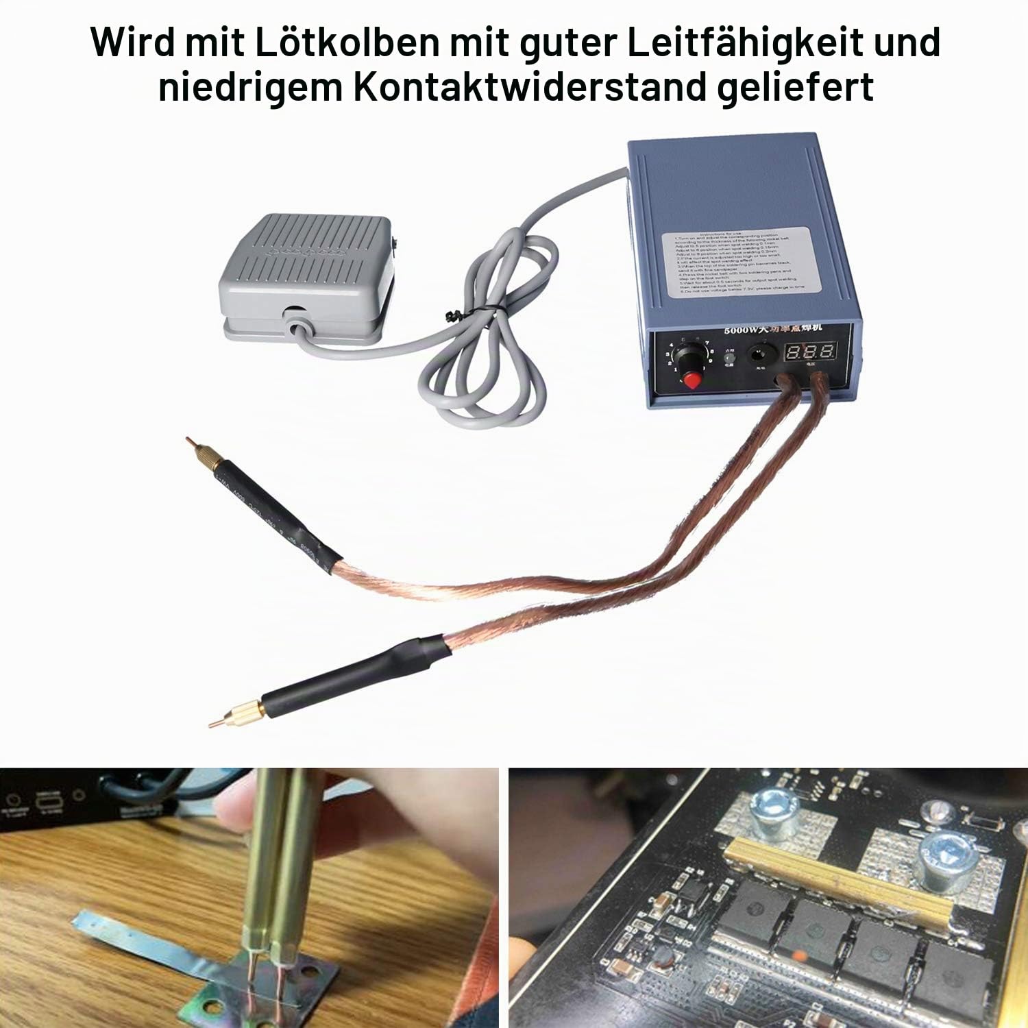 Punktschweißgerät Hancaner DIY 5000W 6200mAh 0-800A Strom Einstellbare Schweißgeräte für Punktschweißmaschinenset