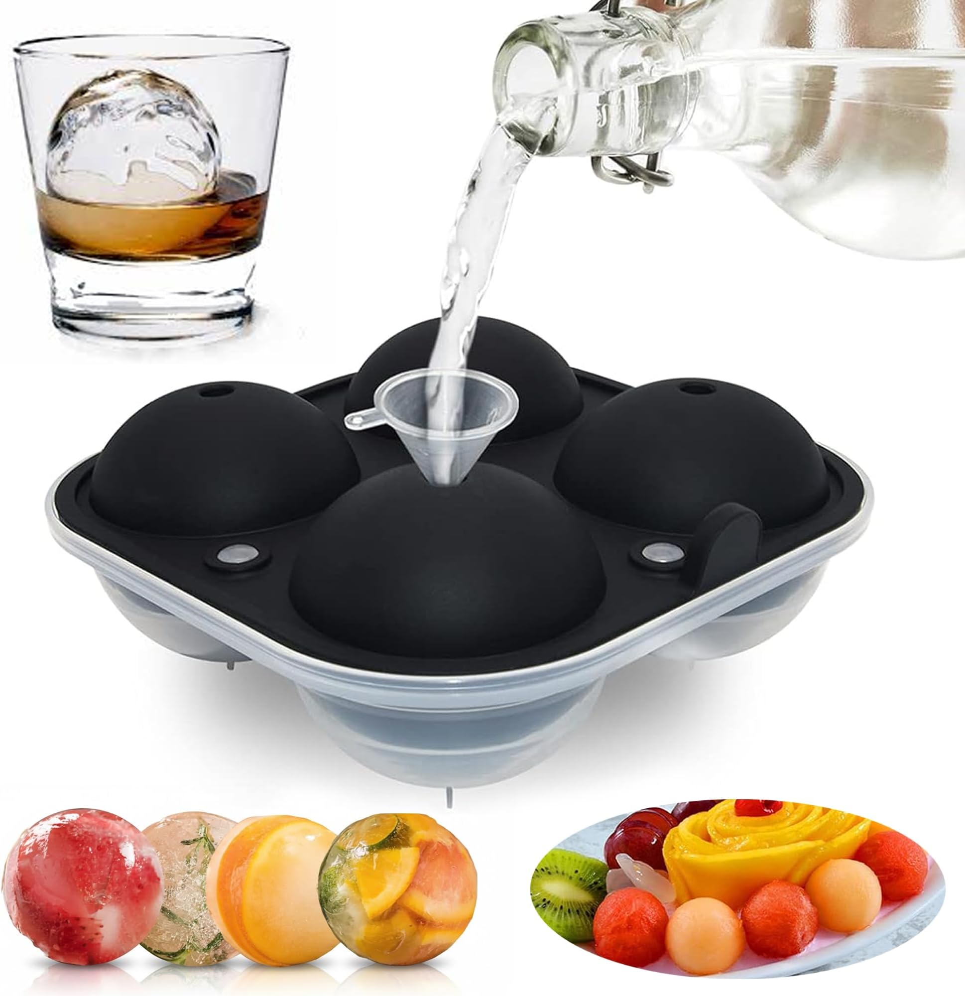 Ice Ball Maker Mound, 6.6cm(3inch) Sphere Ice Cube Trays - Great for Kids with Candy Pudding Jelly Milk Juice Chocolate Mold or Cocktails Whiskey Particles