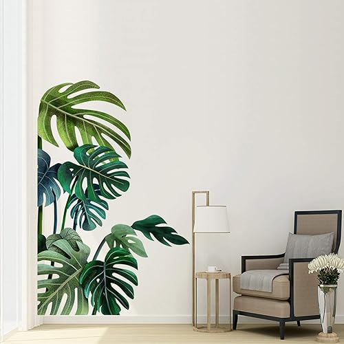 Miniatura 5 de Pegatinas de pared de hojas verdes grandes hojas tropicales hojas de ventana calcomanías murales de pared arte decorativo para niños sala de estar