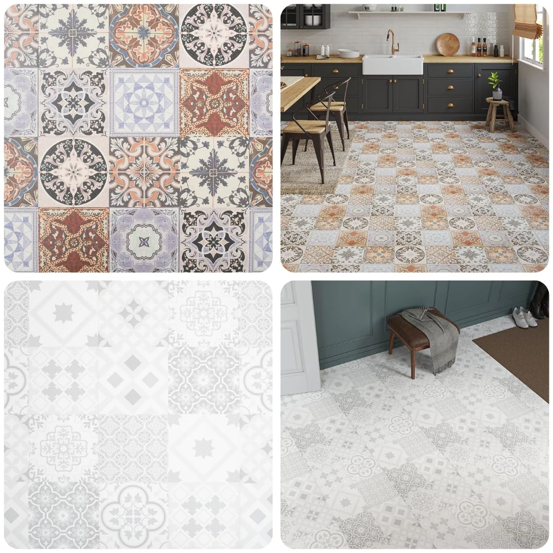 Underfoot Victorian Style Mosaic Tile Effect Laminate Flooring Pack Vintage Click Fit Laminate Floor Planks - 2.92m² Coverage Per Pack image