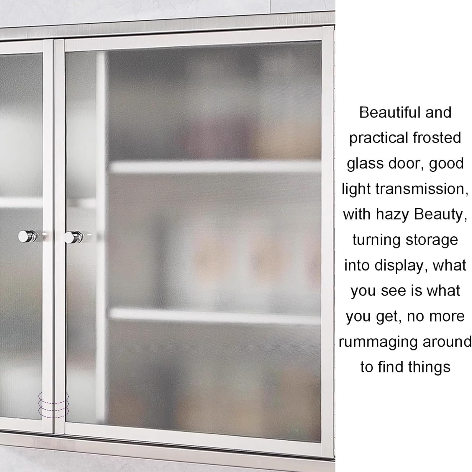 Armoire de rangement murale en acier inoxydable avec double porte et étagères amovibles – Étagère polyvalente pour cuisine, salle de bain, restaurant ou balcon