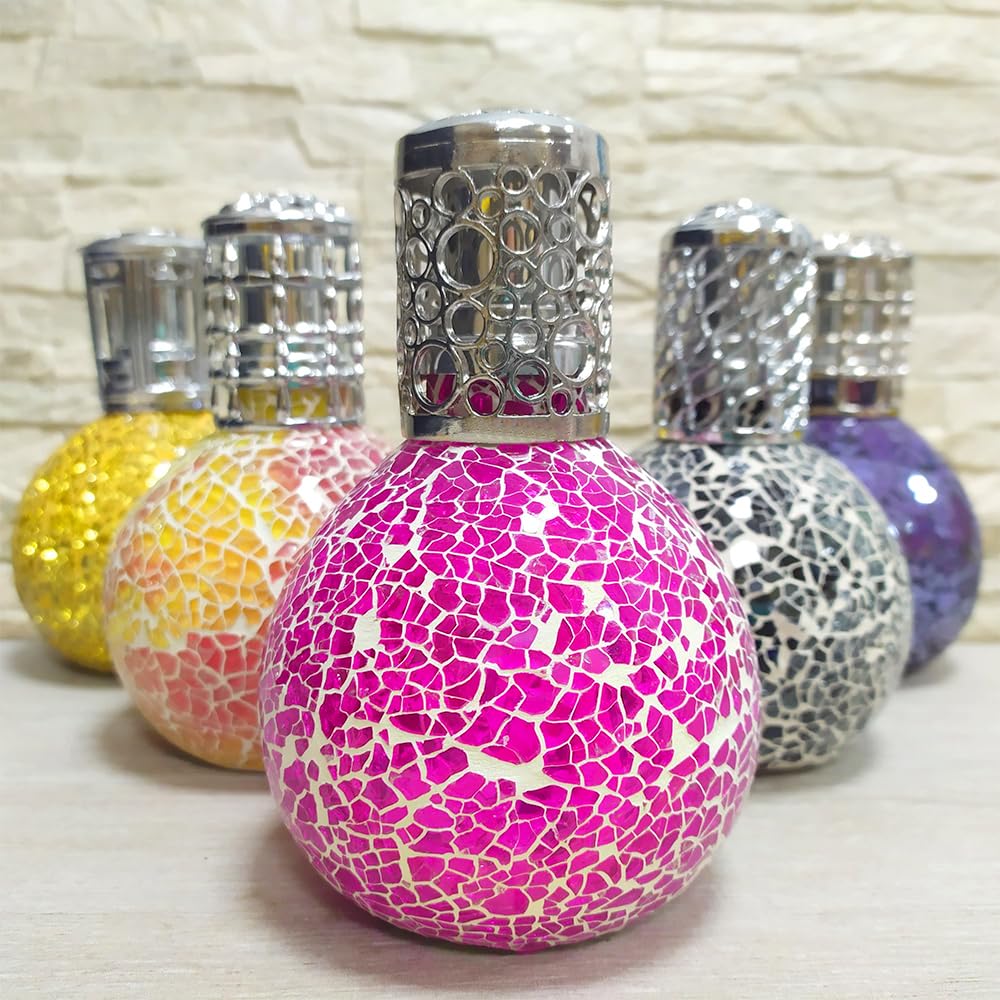Pack Ahorro Lámpara Catalítica Mosaico Fucsia + Fragancia Aroma Lavender 200ml. Elimina Malos olores e impurezas, perfuma y Limpia.