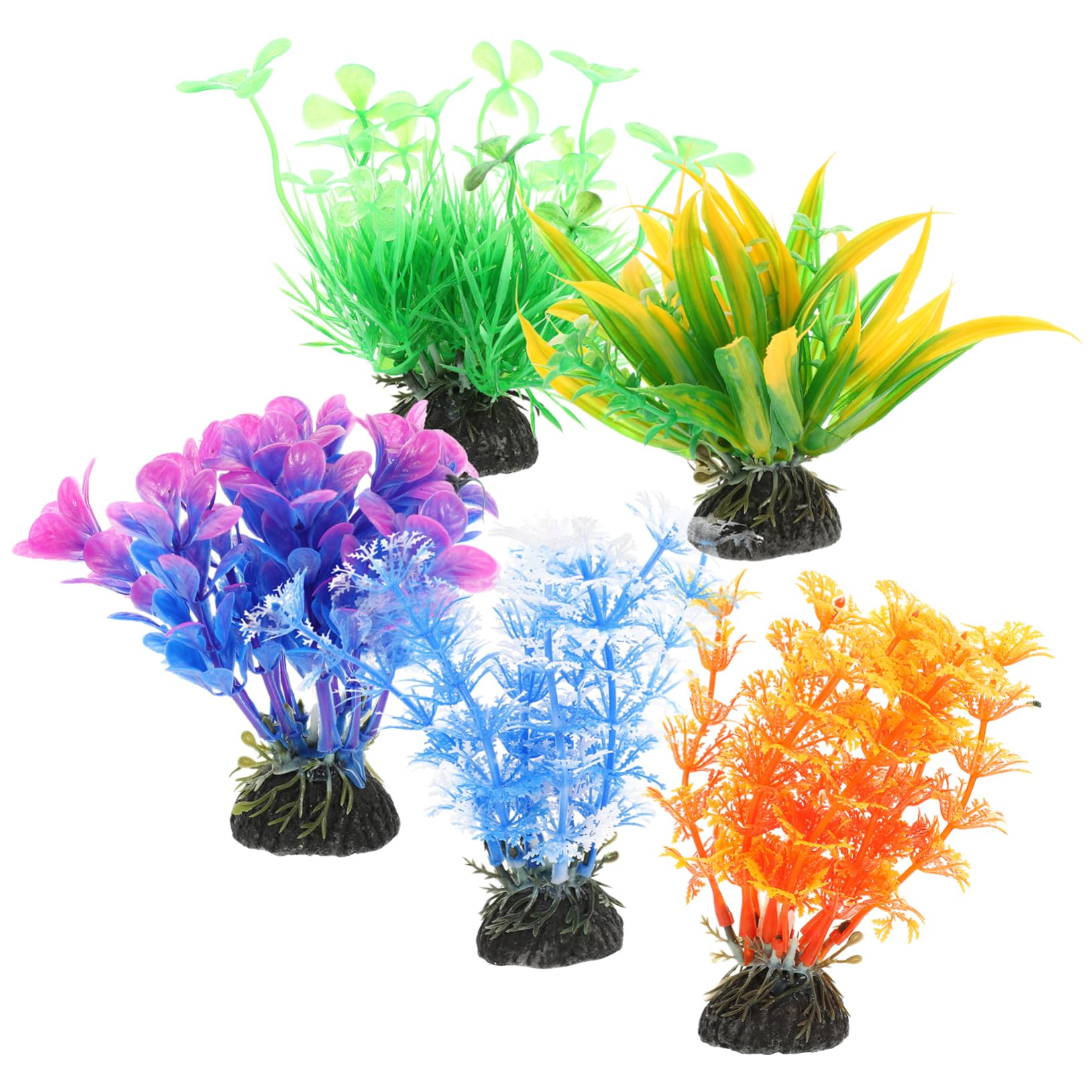 5 Set Decorazione Artificiale con Acquatica Piante Decorative per Acquari Decorazioni UV Artificiali per Acquari Piante Finte Finte Ornamenti in Plastica per 5 Pezzi*5