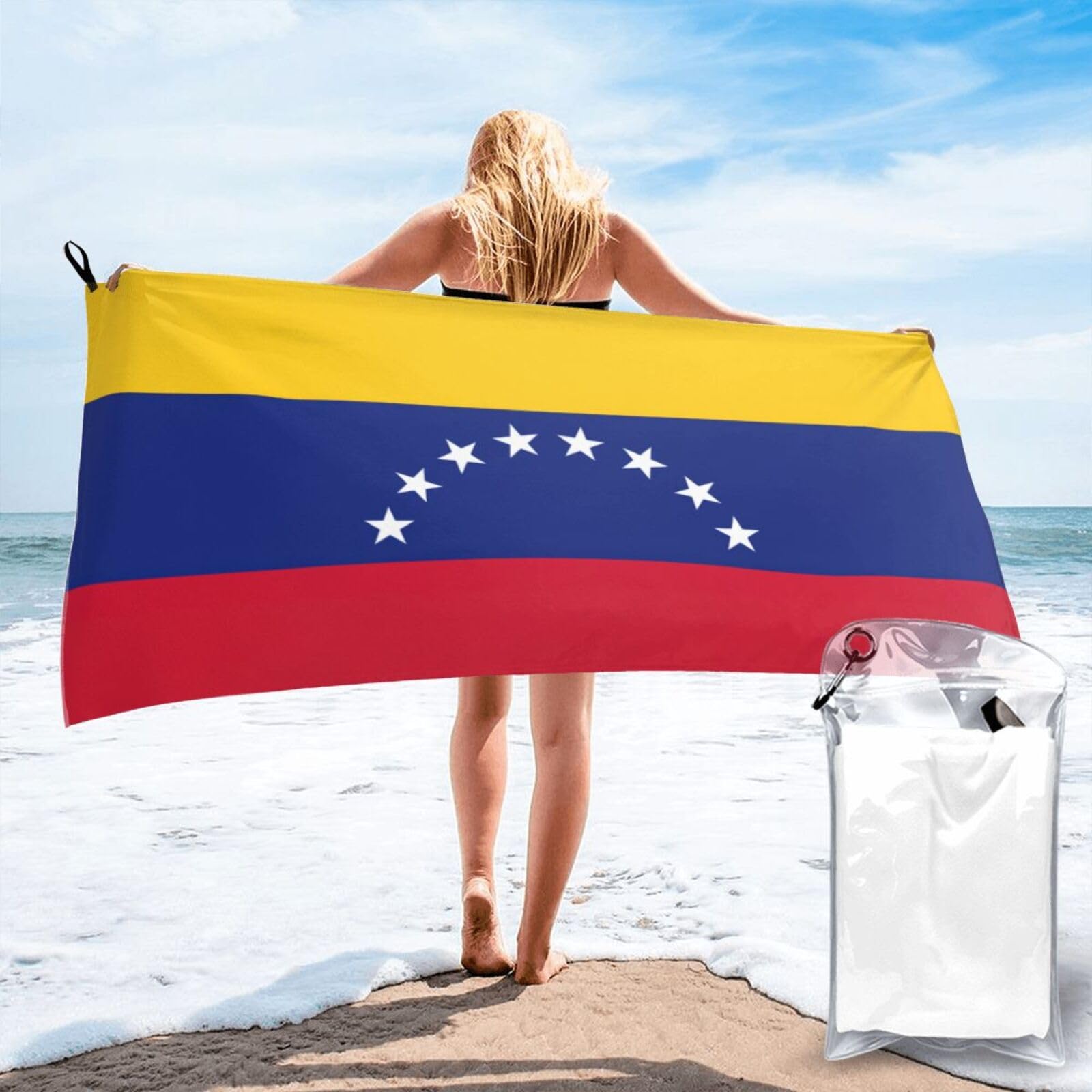 AYYQWE Flag Of Venezuela Print Lightweight Towel For Men Women Travel Beach Camping Hiking Yoga Swimming Sports