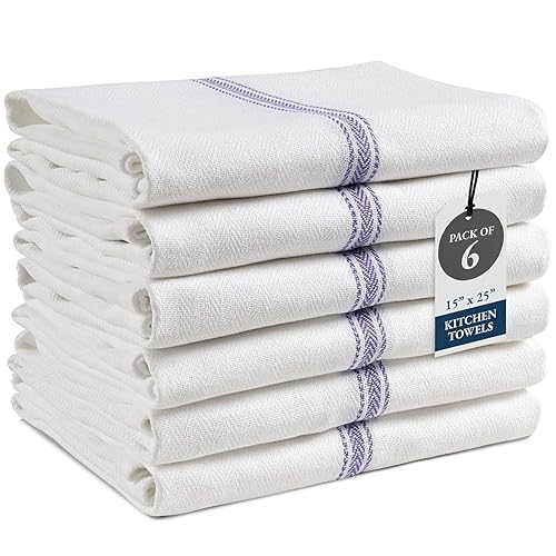 LANE LINEN Kitchen Towels, 6 Pack 14"x25" Dish Drying Towels,