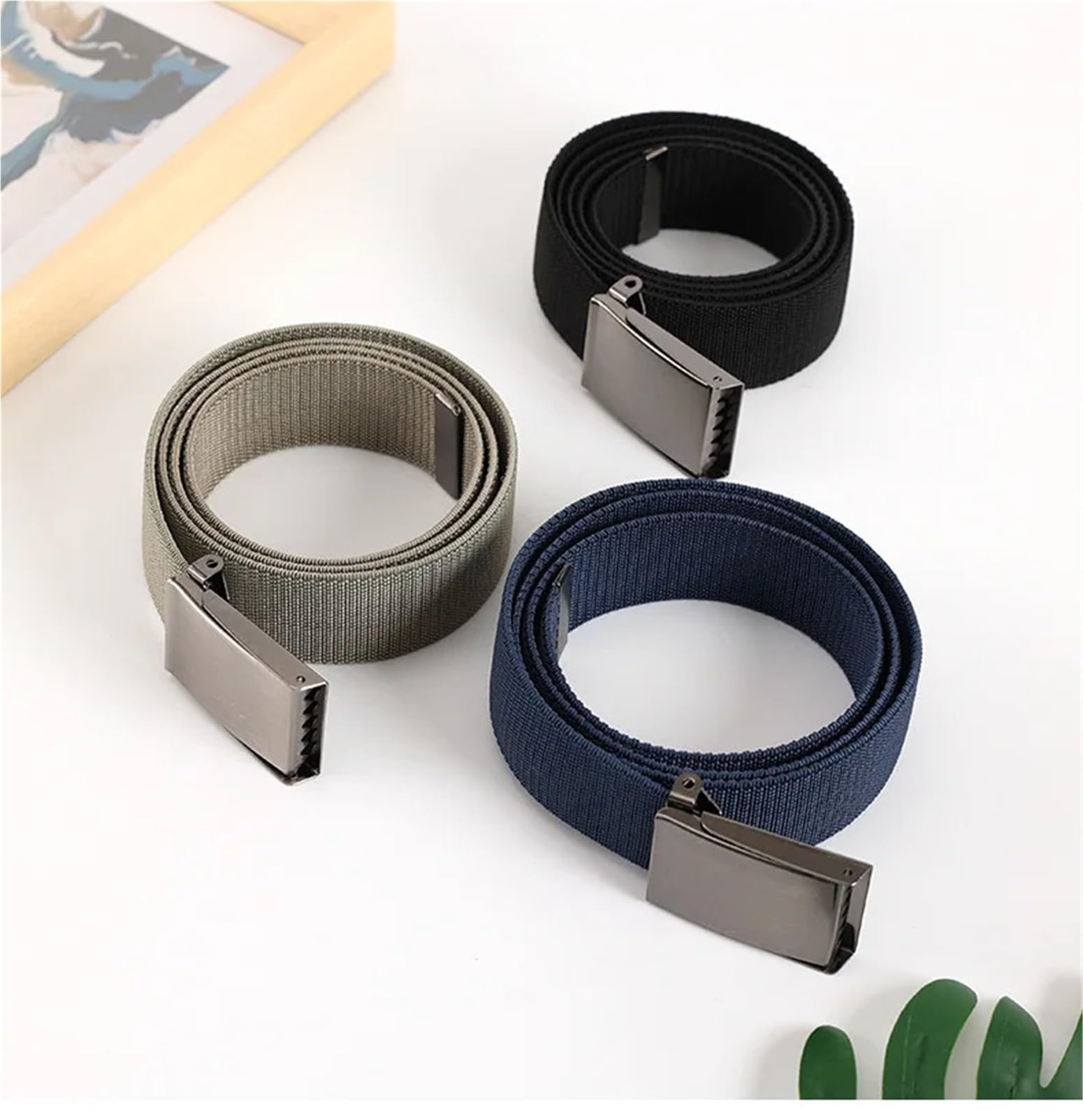 2 Stück Gürtel for Herren und Damen, Stretch-Stoffgürtel, gestrickt, atmungsaktiv, Canvas-Gürtel, for für Herren