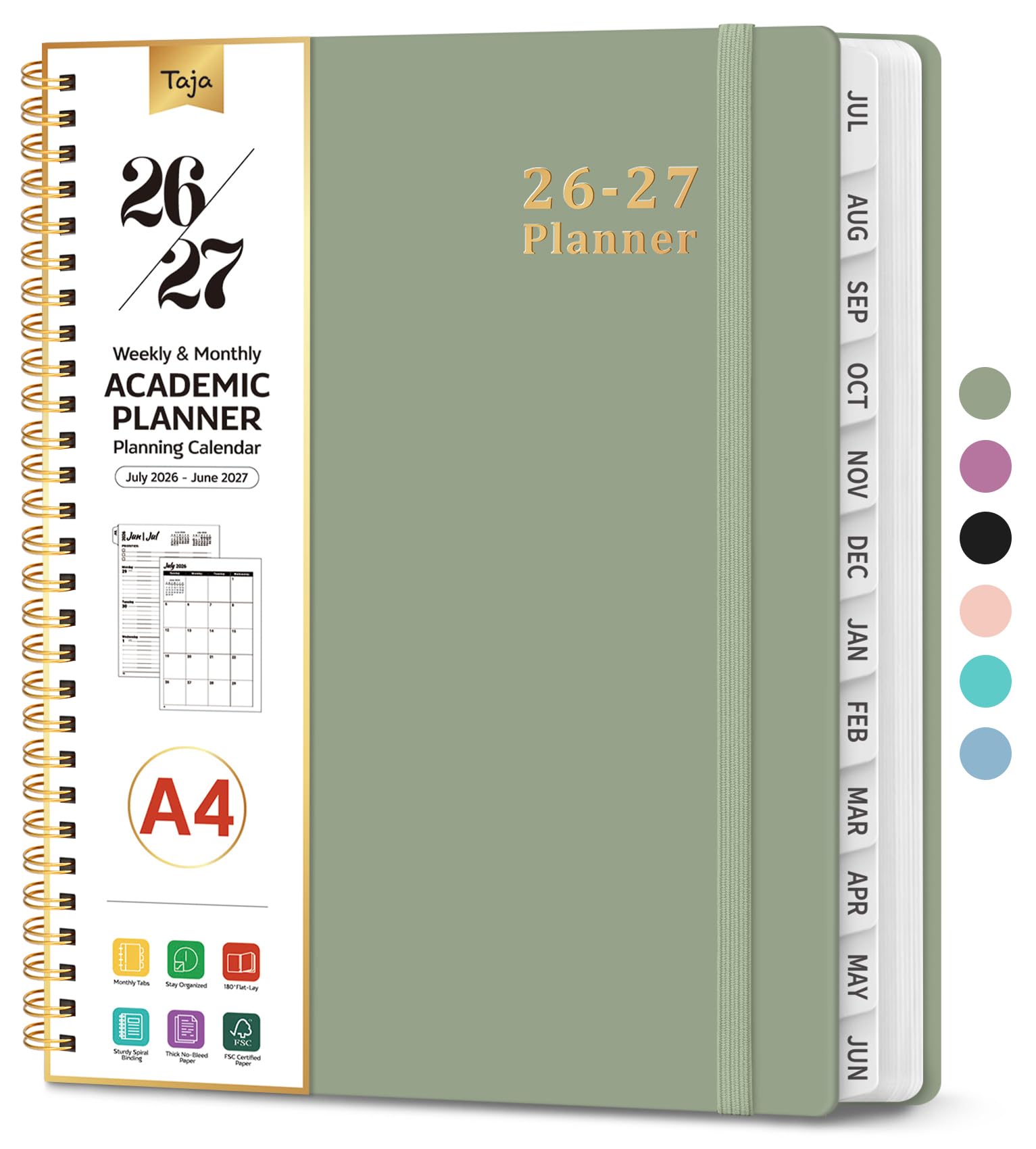 Photo 1 of *Minor damage* Planner 2026-2027, 8.5" x 11" Weekly and Monthly Academic Year Planner Calendar, July 2026 - June 2027, Hardcover Large School Planning Agenda With Tabs, Perfect for School & Office Supplies, A4, Green