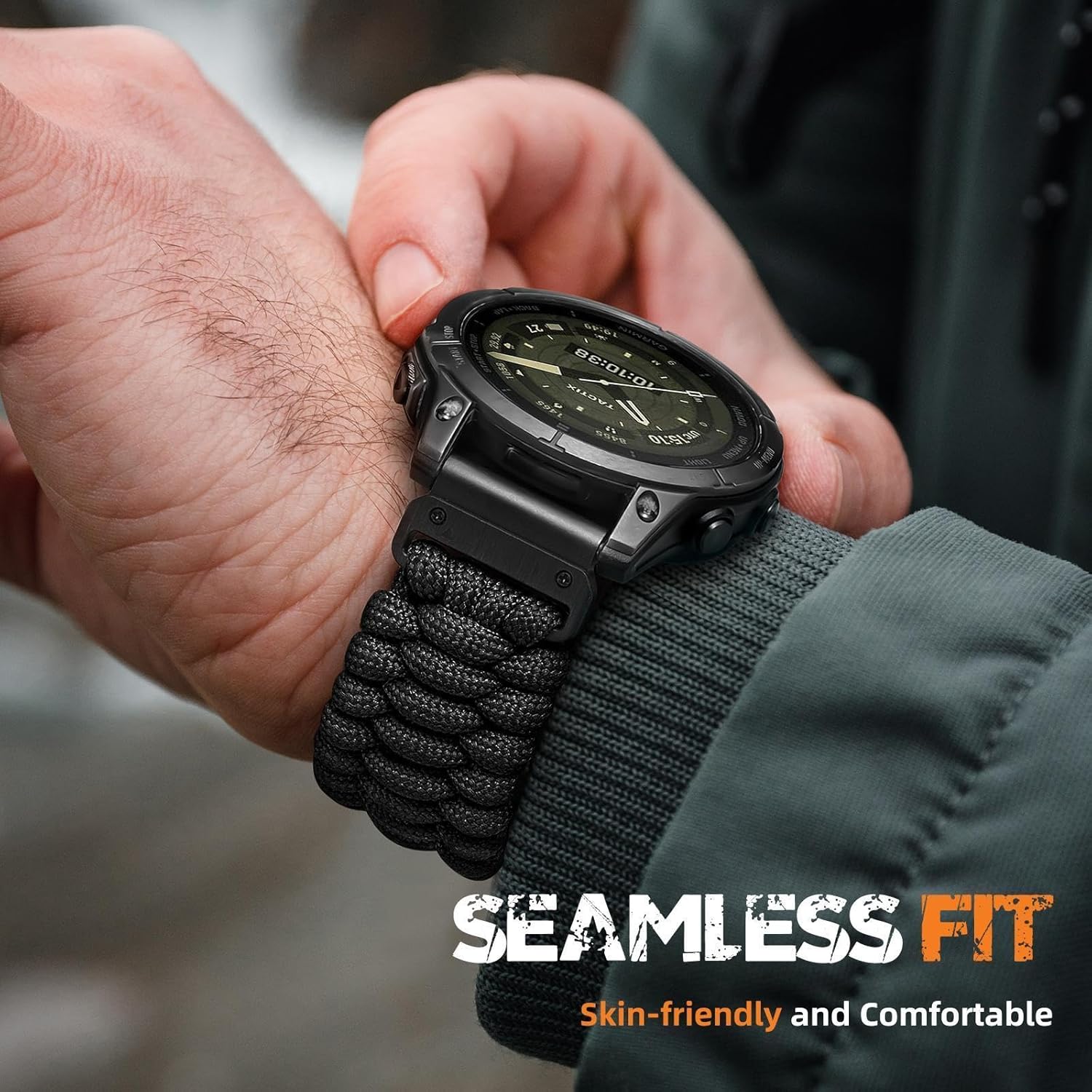 Bandletic Compatible with Garmin Instinct Watch Band - R-Nylon Survival Paracord Woven Nylon Strap Quick Fit 22mm Watch Band for Fenix 7/6/5/Forerunner 965/955/945/935/745/Epix 2/Approach S70/S62/S60 - Image 8